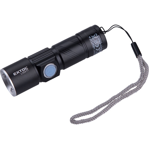 EXTOL LIGHT LED lámpa, 3 W, XPE LED; 150 Lm, ALU ház, zoom, újratölthető Li-ion akkus, 450 mAh [ 43135 ]