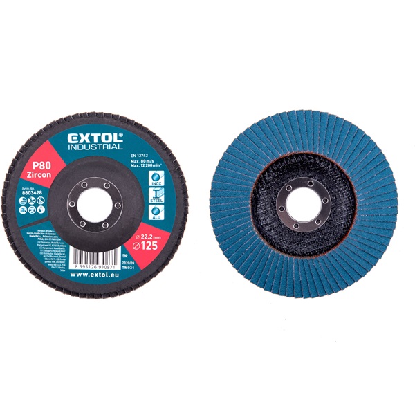 EXTOL INDUSTRIAL lamellás csiszoló INOX, acél és ALU munkadarabok csiszolására, 125×22mm; P100 [ 8803430 ]